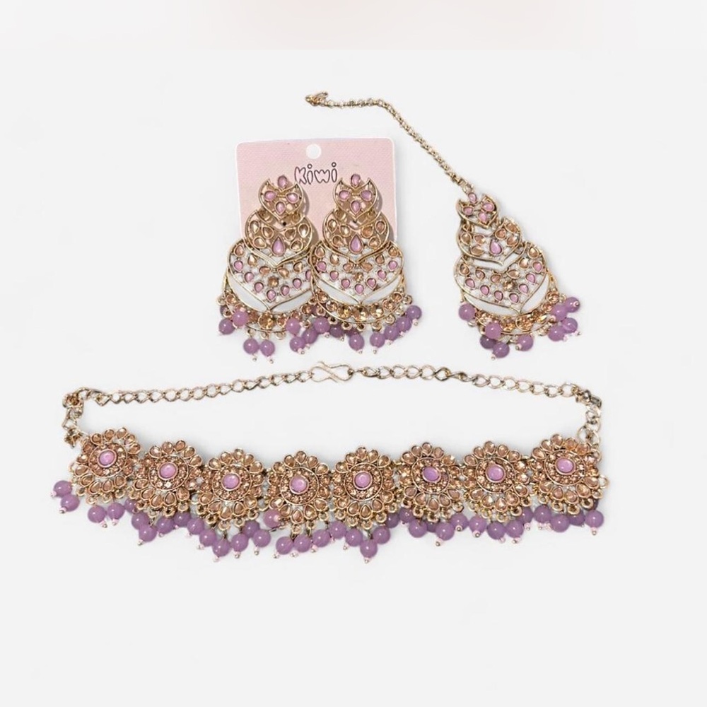 Gold and Purple Indian Jewelry Set
